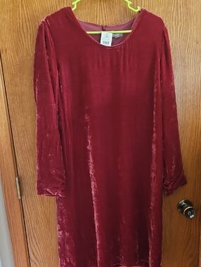 J. Jill Velvet Shift Dress in Pomegranate